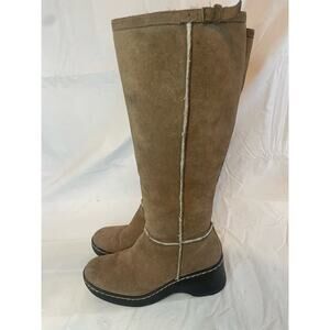 Aerosoles Caramel Suede Wedge Tall Boot Women's 7.5 Leather GUC